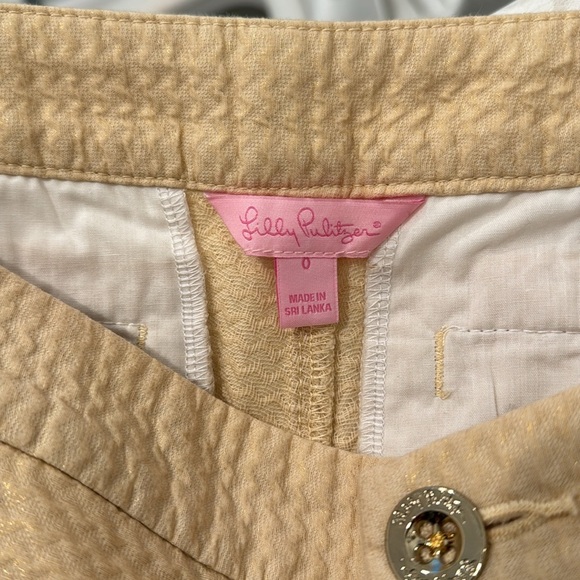 Lilly Pulitzer Scallop Buttercup Shorts - Tan Gold Metallic - Picture 4 of 8